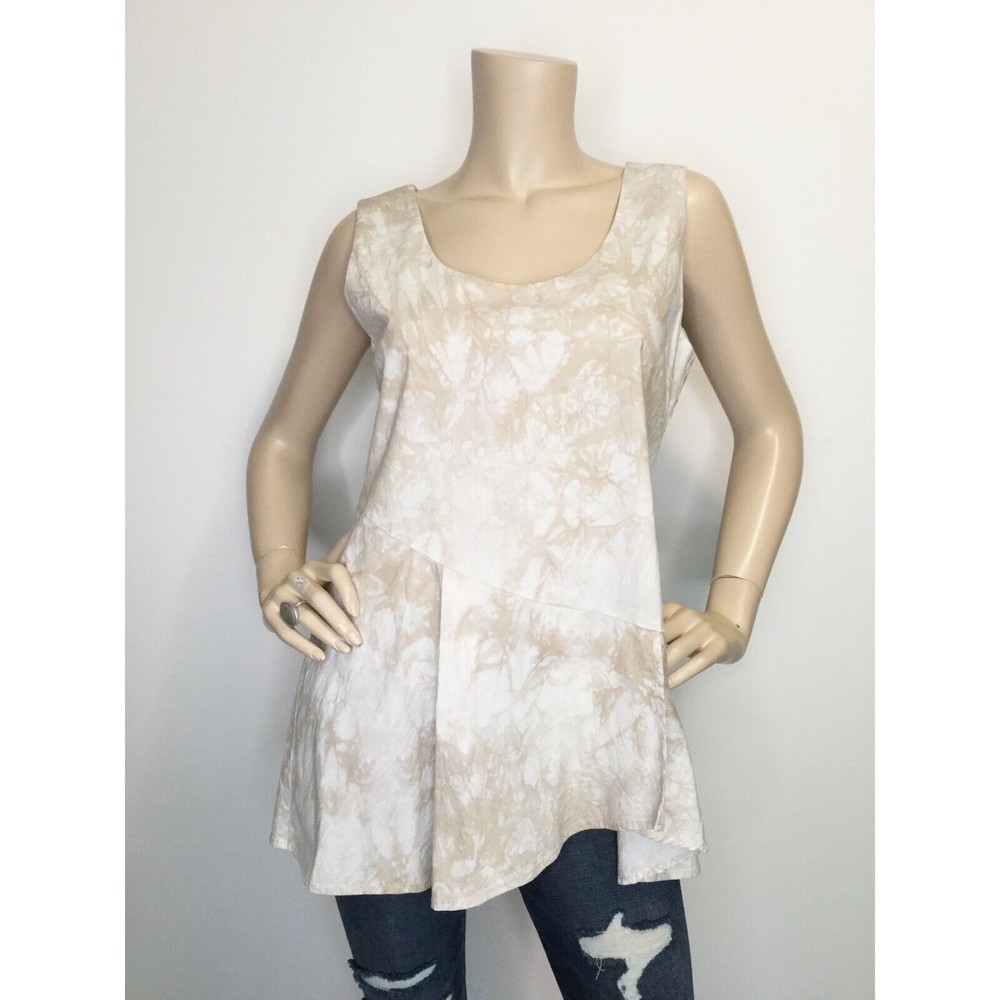 209 WST Tie Dye Size 10 Peplum Zip Back Sleeveless Top Shirt Assymetrical Tunic